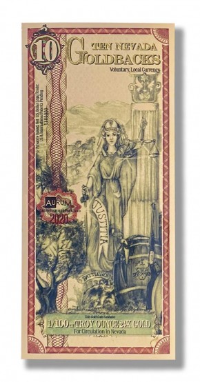10 Goldback &ndash; Aurum Gold Foil Note (24KT) Random State Selection