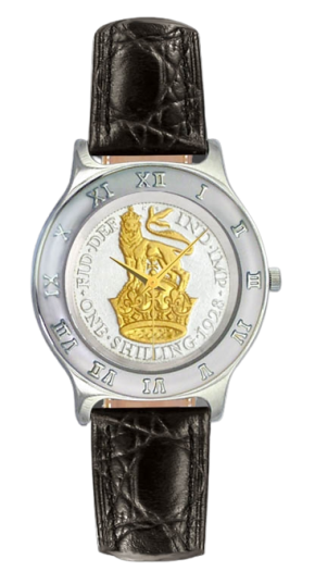 UK Shilling Ladies Coin Watch &ndash; Silver Dial with 24K Gold Accents
